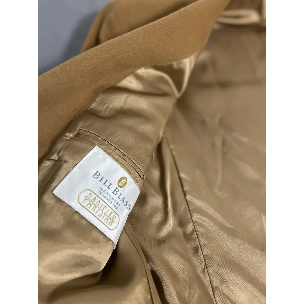 Vtg Bill Blass 100% Cashmere Blazer Sport Coat Jacket 42R Camel Tan Gold Mens